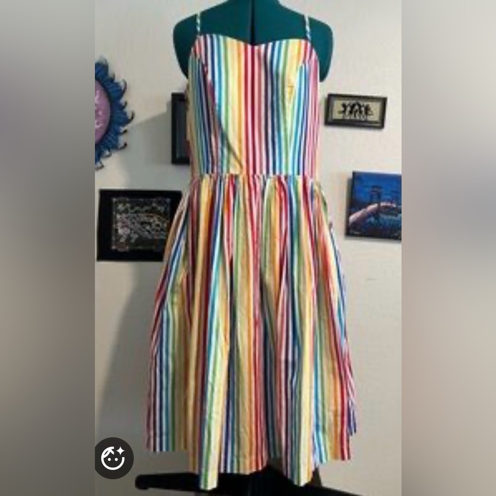 Unique Vintage Retro Style Rainbow Pride Swing Dress - Picture 5 of 5